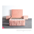 Pink Beludru Bed Fabric Bed Grosir Set Kamar Tidur